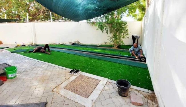 artificial grass installation in Halwan Suburb